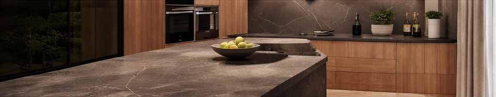 Küche mit Fliesenrückwand