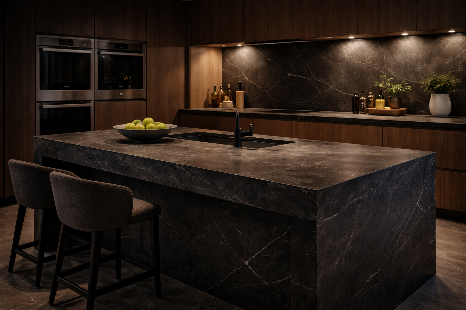 Küche mit Steininsel